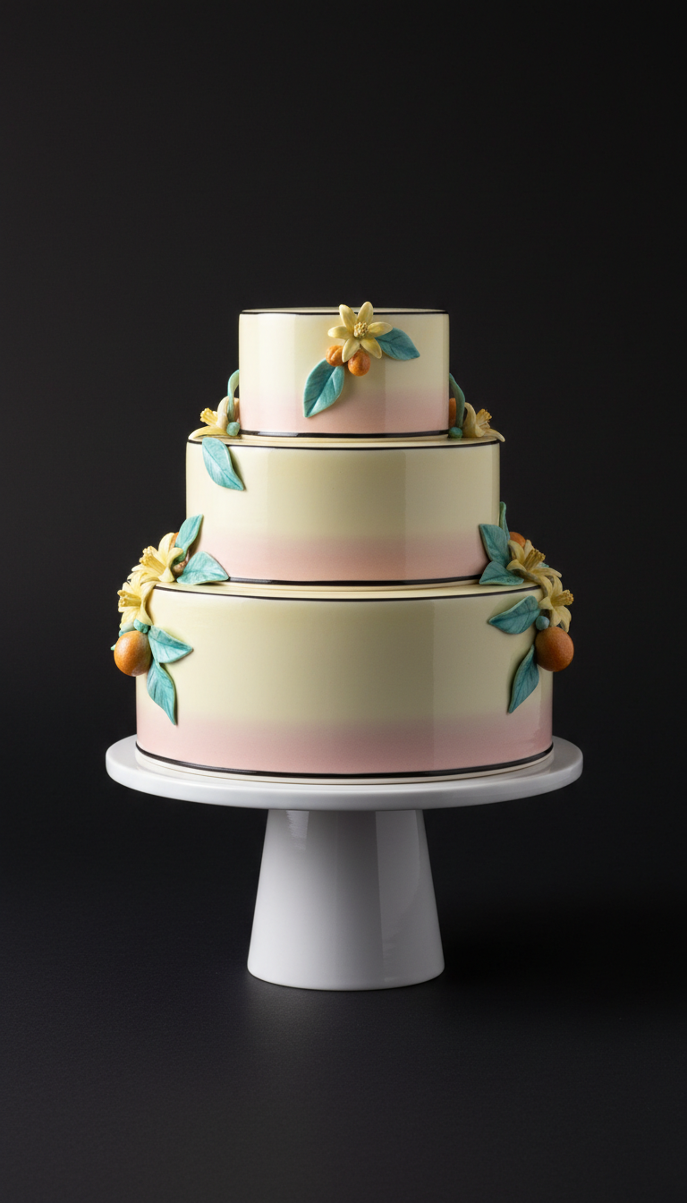 Porcelain Vanilla Citrus Tiered Cake